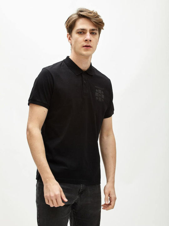 HoodLoom Men's Short Sleeve Blouse Polo Black