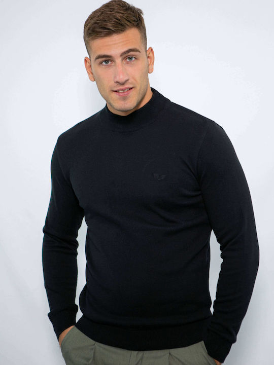 Side Effect Men's Long Sleeve Sweater Turtleneck Black