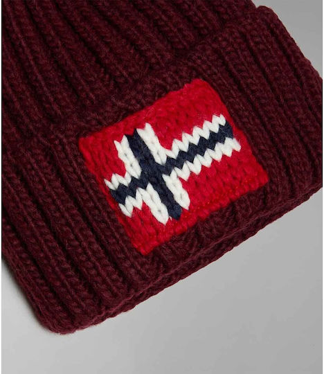 Semiury Pom Pom Beanie Unisex Beanie Knitted in Burgundy color