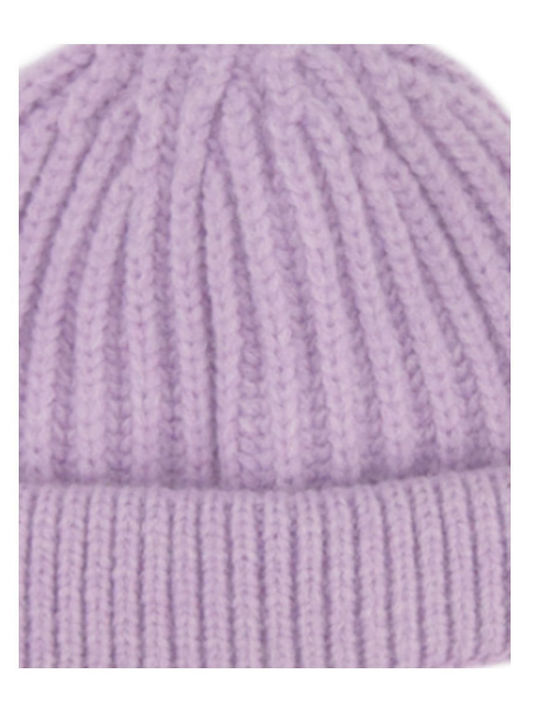 Beanie Feminin Căciulă cu Tricotaj Rib în culoarea Lila