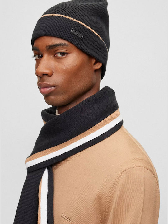 Hugo Boss Männer Set mit Beanie Gestrickt in Schwarz Farbe