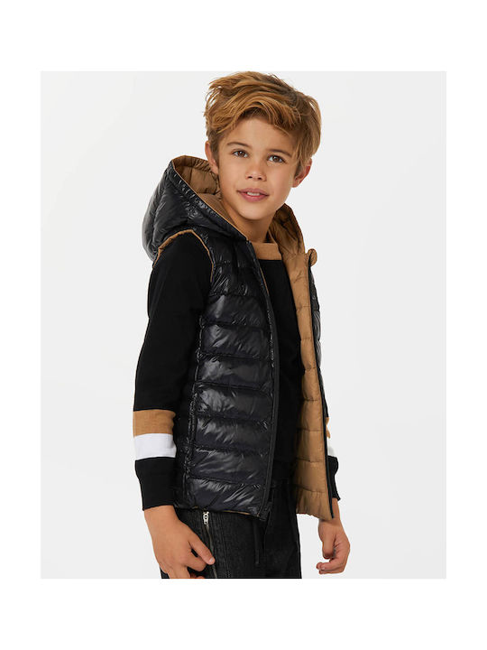 Hugo Boss Boys Quilted Coat Beige Double Sided Sleeveless with Ηood