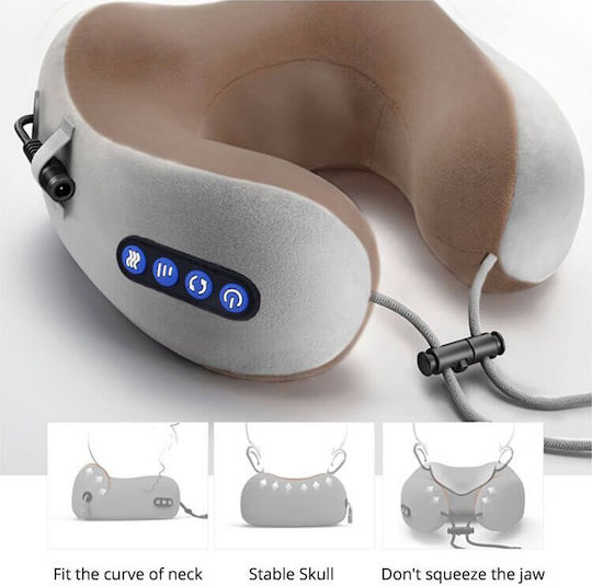 U-Shaped Pillow Massage Shiatsu for the Neck with Vibration and Infrared White