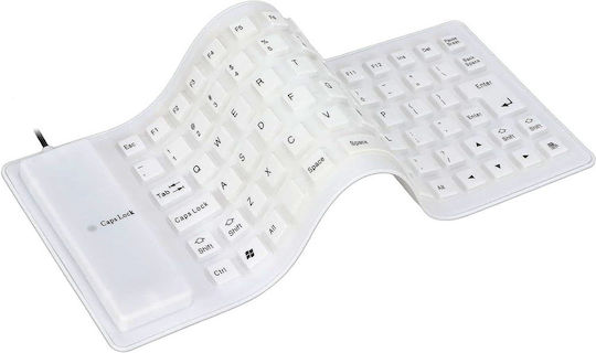Silicone Keyboard Πληκτρολόγιο Αγγλικό US Λευκό