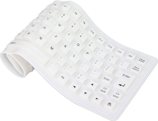Silicone Keyboard Πληκτρολόγιο Αγγλικό US Λευκό