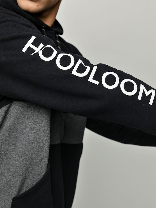 HoodLoom Ανδρικό Φούτερ με Κουκούλα και Τσέπες Μαύρο