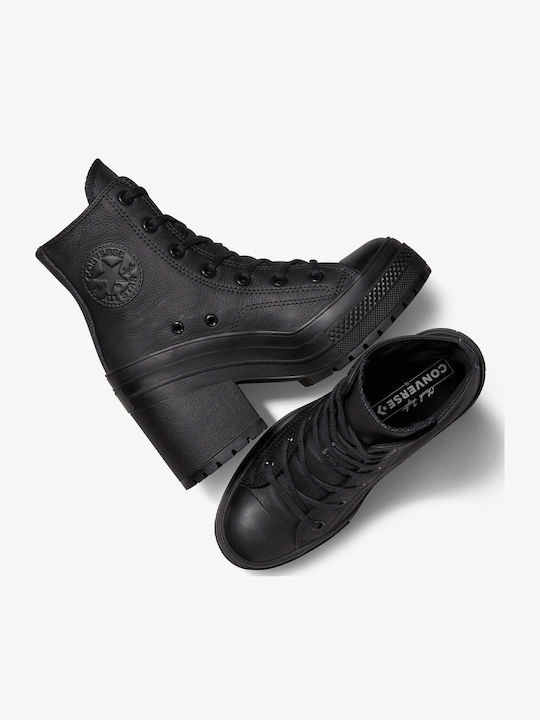 Chuck 70 De Luxe Ghete Dama Bocanci De Piele Cu Toc Înalt Negri