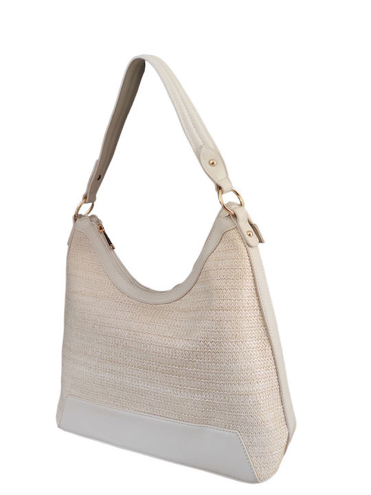 SHOULDER BAG WITH BEIGE LEATHER