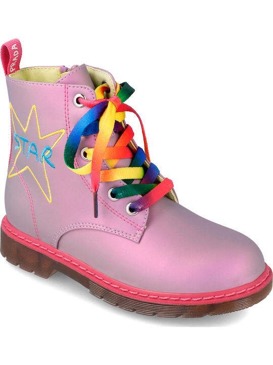 Leather Kids Boots with Zipper Purple