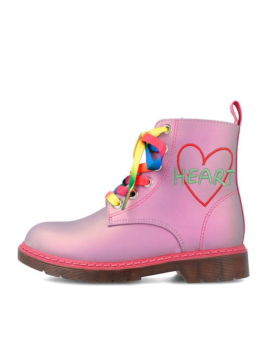 Leather Kids Boots with Zipper Purple