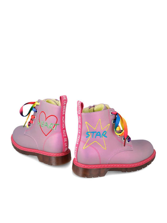 Leather Kids Boots with Zipper Purple