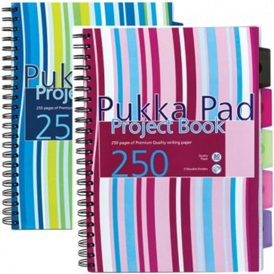 Pukka Spiral Notebook Ruled A4 125 Sheets 5 Subjects Fancy Multicolour 1pcs