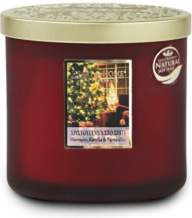Heart & Home Χριστουγεννιάτικο Κερί Κόκκινο Home For Christmas 10x10εκ.