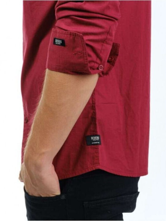 Devergo Men's Shirt Long Sleeve Cotton Burgundy