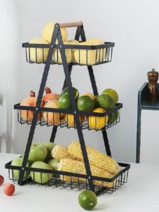 Fruit Bowl Metallic Black 36x18x51.5cm