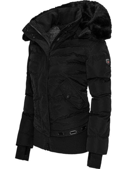 Short Women's Puffer Jacket for Winter Black