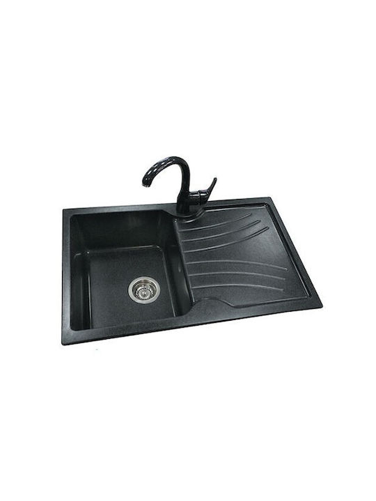 Sanitec Classic Drop-In Sink Synthetic Granite W78xD50cm Granite Black