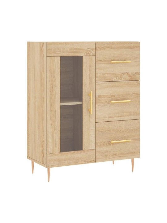 Sideboard Wood & Metal with Drawers Sonoma Oak 69.5x34x90cm