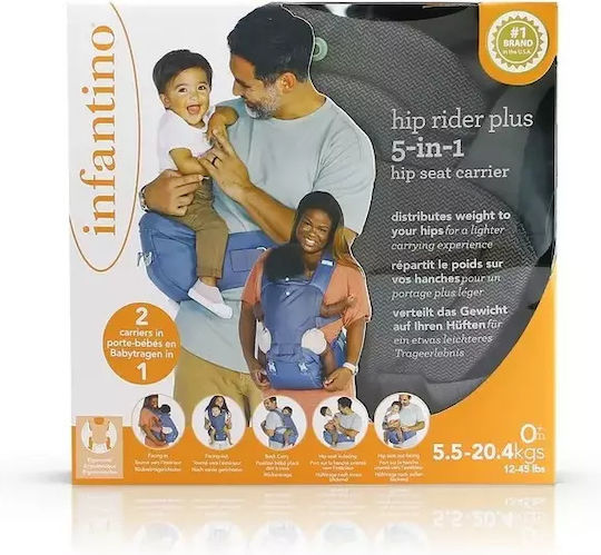 Infantino Classic Carrier Hip Rider Plus 5-in-1 Hip Seat Gray with Maximum Weight 20kg