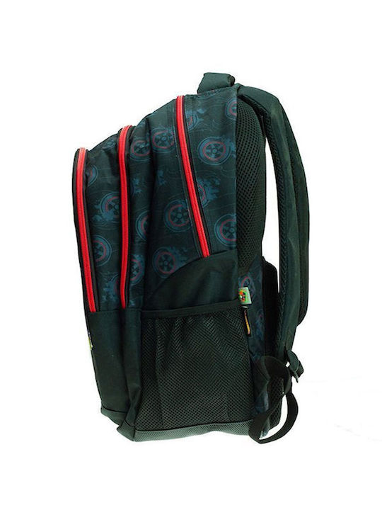Gim Hot Wheels Schulranzen Rucksack Grundschule Schwarz mit Flaschenhalter 27Liter