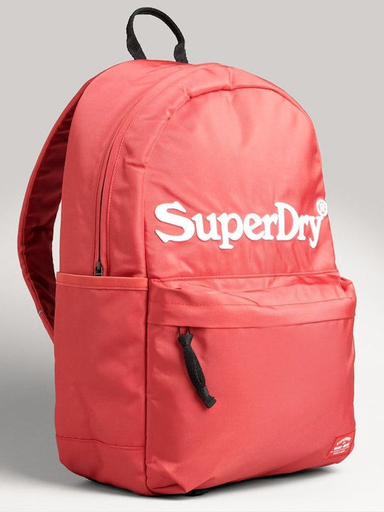 Superdry Ghiozdan Școlar Vintage Graphic Montana pentru Spate Clasa Gimnazială - Liceu Roșu cu Husă pentru Sticlă de Apă