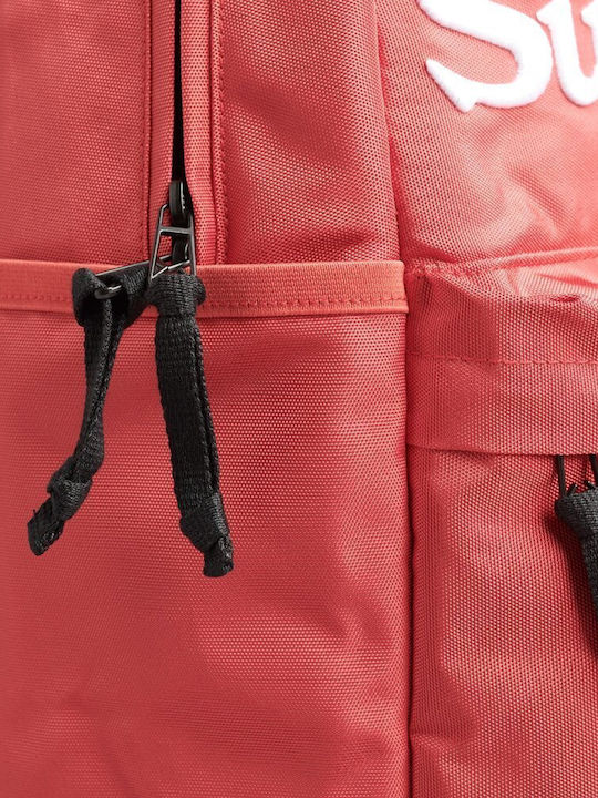 Superdry Ghiozdan Școlar Vintage Graphic Montana pentru Spate Clasa Gimnazială - Liceu Roșu cu Husă pentru Sticlă de Apă