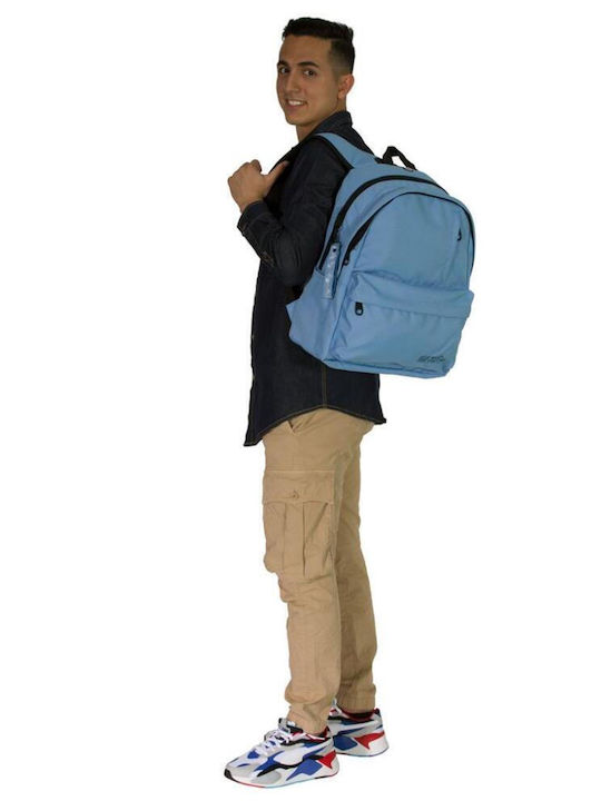 Must Team Monochrome Double Blue School Bag Backpack Junior High-High School Light Blue with Water Bottle Holder 25Liters