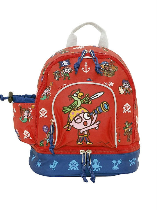 Laken Katuki Red with Insulated Area Piratikis Schulranzen Rucksack Kindergarten Rot