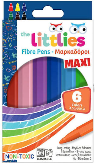 The Littlies Fibre Pens Маркери за рисуване 5мм Дебели Комплект 6бр