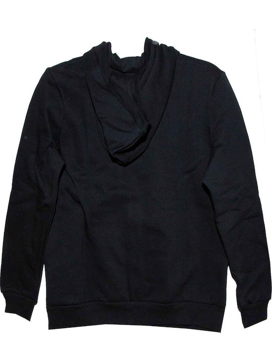 Athletic Kids Sweatshirt Cardigan Cotton with Hood Black