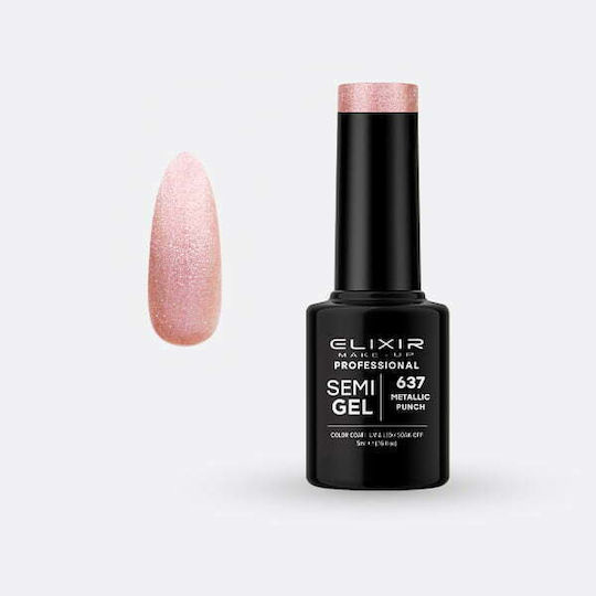 Elixir Ημιμόνιμο Βερνίκι Νυχιών Semi Gel 637 Metallic Punch 5ml