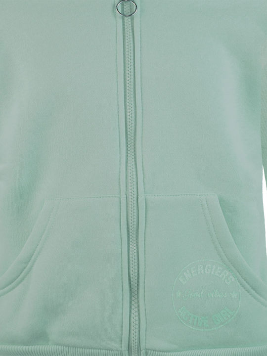 Energiers Cardigan pentru copii din material frotirat Fleece cu glugă Verde