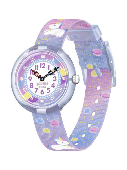FlikFlak Kids Analog Watch Cuddly Unicorn with Rubber/Plastic Strap Purple