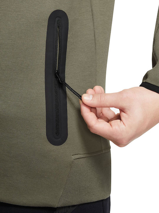 Tech Fleece Windrunner Dri-Fit Ζακέτα με Κουκούλα Χακί
