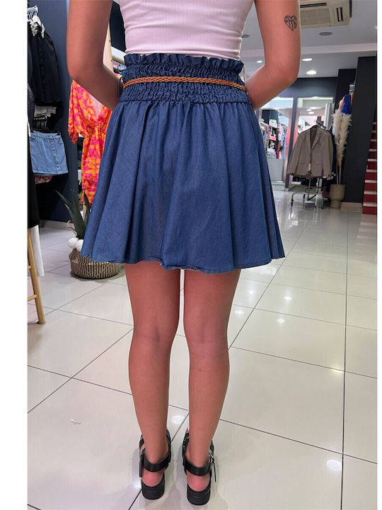 Denim Mini Rock Cloche Blau