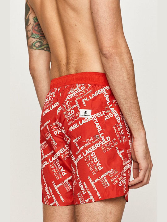 Karl Lagerfeld Herren Badebekleidung Shorts Rot mit Mustern KL20MBM08_ROSSO_RED