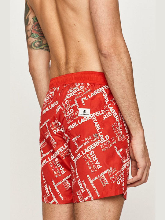 Karl Lagerfeld Men's Swimwear Shorts Red with Patterns KL20MBM08_ROSSO_RED