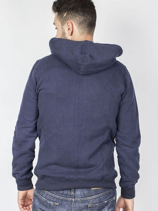 Biston Men's Sweatshirt Jacket with Hood and Pockets Navy Blue