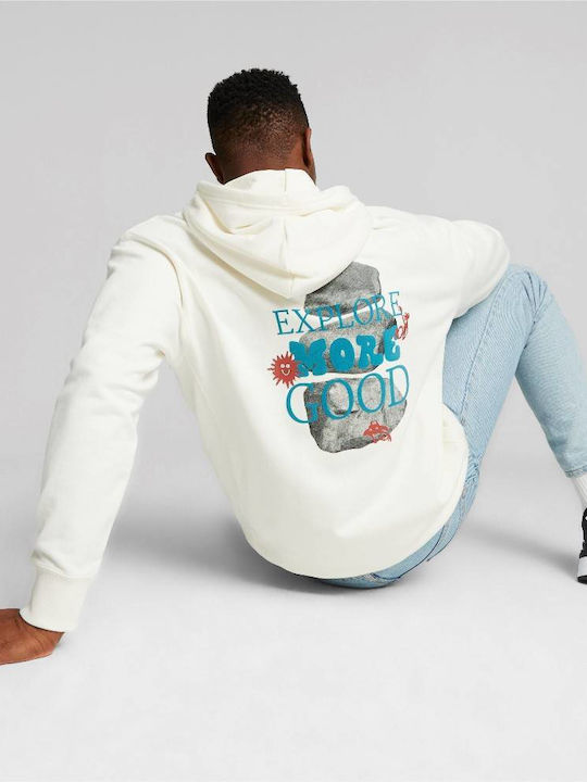 PUMA Downtown Graphic White Hoodie Sweatshirt