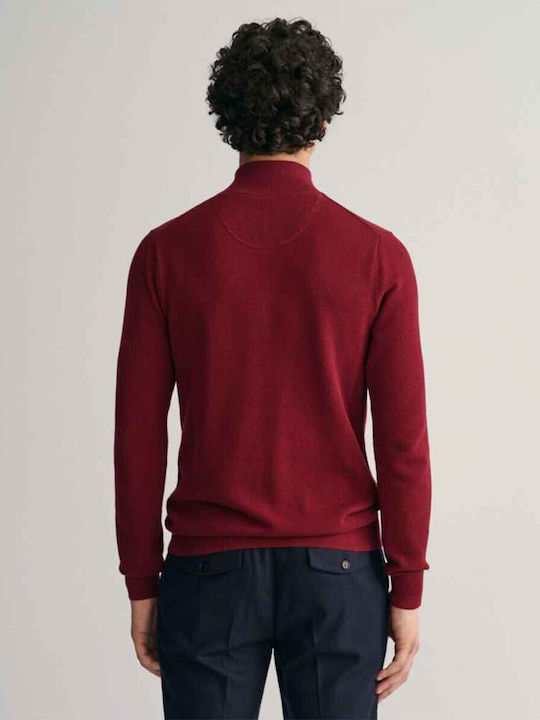 Gant Men's Long Sleeve Sweater with Zipper Red