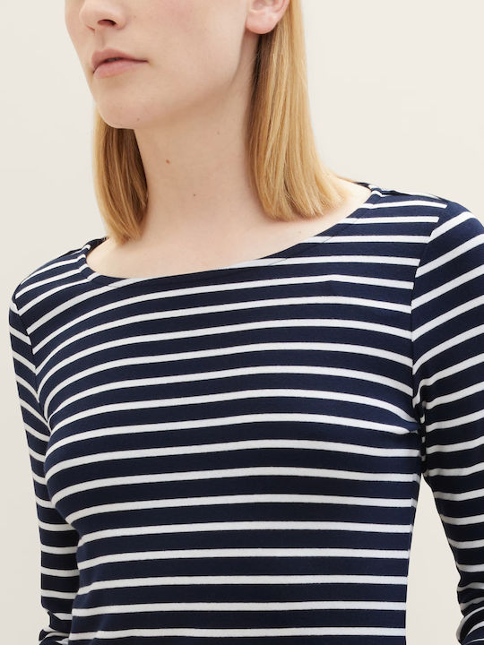 Tom Tailor Women's Blouse Long Sleeve Striped Blue