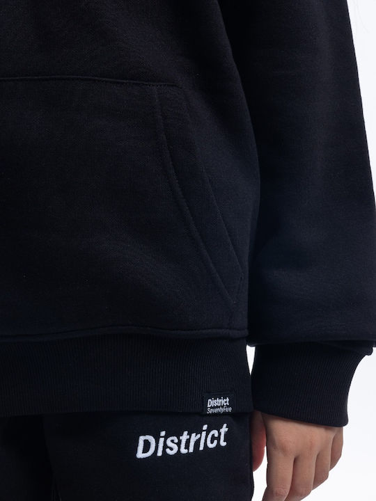 Fleece Παιδικό Φούτερ με Κουκούλα Μαύρο