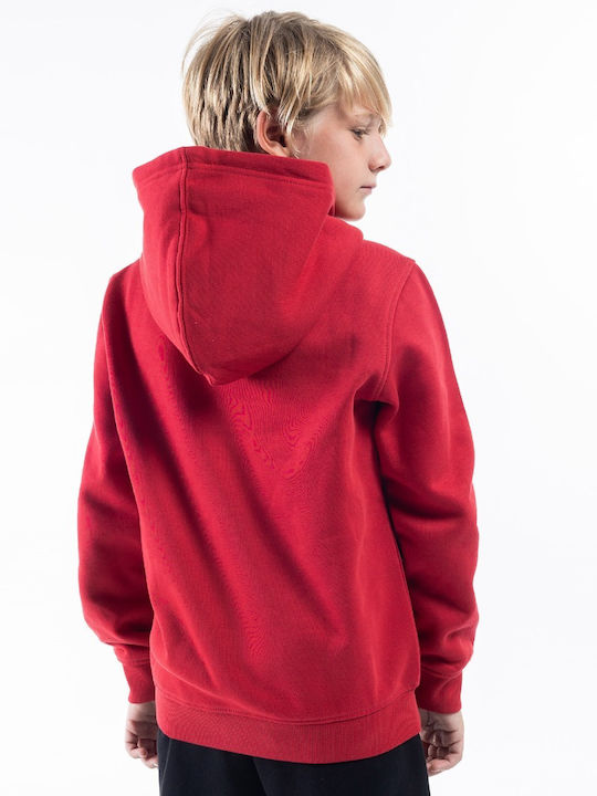 District75 Fleece Kinder Sweatshirt mit Kapuze Rot