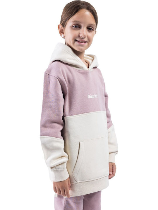 Fleece Παιδικό Φούτερ με Κουκούλα Εκρού