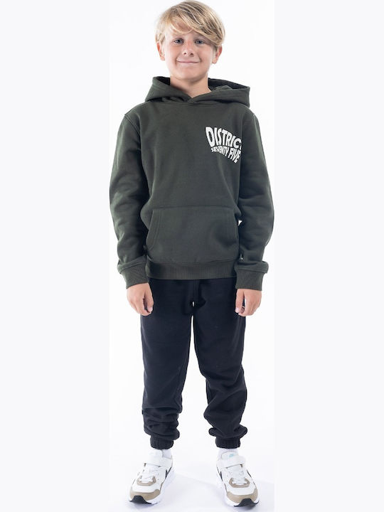 Fleece Παιδικό Φούτερ με Κουκούλα Χακί