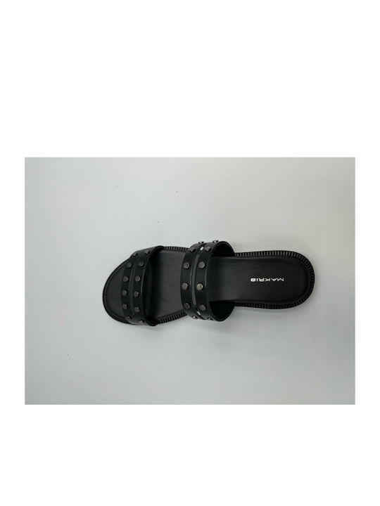 Leder Flache Sandalen für Damen in Schwarz Farbe