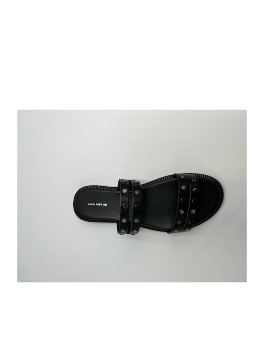 Leder Flache Sandalen für Damen in Schwarz Farbe