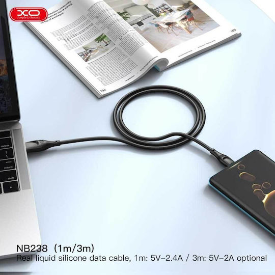 XO NB238 USB 2.0 Cable USB-C male - USB-A Μαύρο 3m 16.005.0242