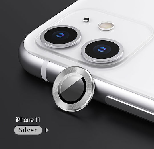 Usams Metal Rings Προστασία Κάμερας Tempered Glass Ασημί για το iPhone 11