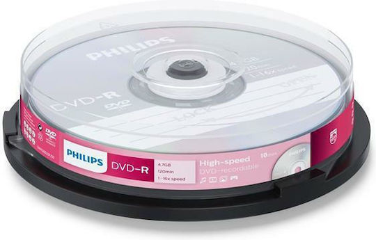 Philips DM4S6B10F Εγγράψιμα DVD-R 16x 4.7GB Cake Box 10τμχ